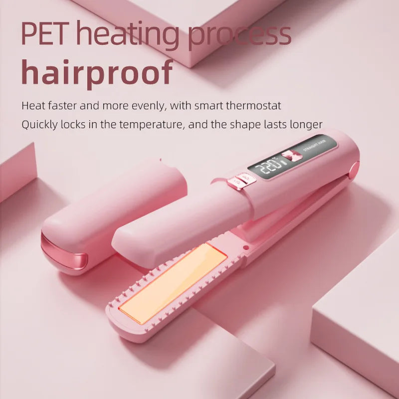 Mini Wireless Straightener Portable Curler with Multi-Function Professional Hair Styling Tool with Dual Switch Activation