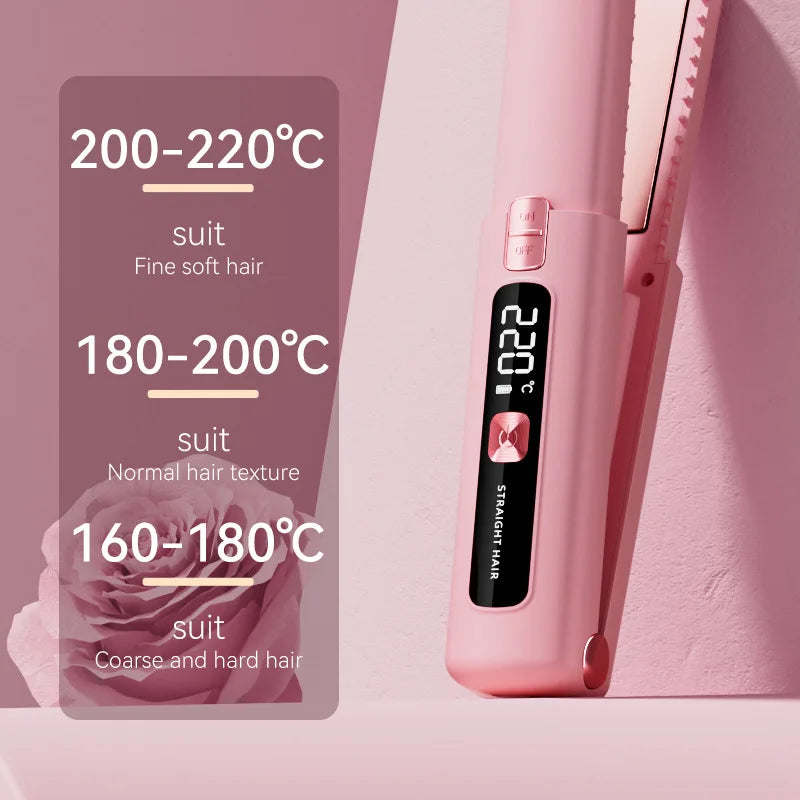 Mini Wireless Straightener Portable Curler with Multi-Function Professional Hair Styling Tool with Dual Switch Activation