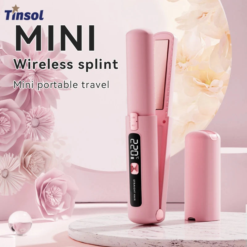 Mini Wireless Straightener Portable Curler with Multi-Function Professional Hair Styling Tool with Dual Switch Activation