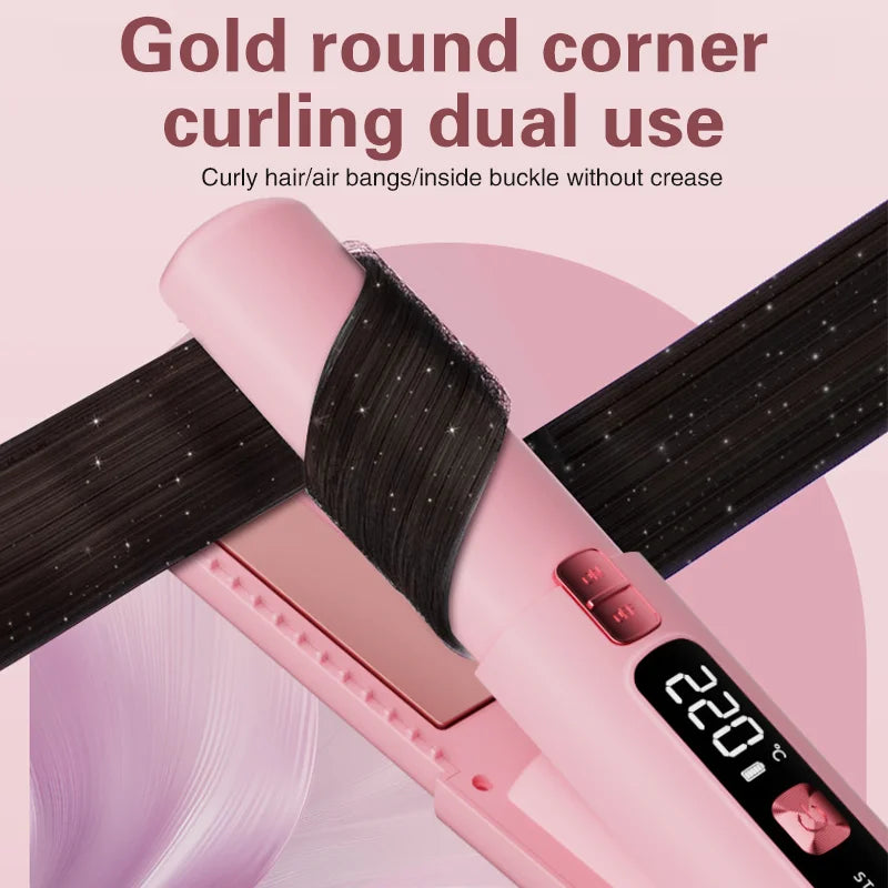 Mini Wireless Straightener Portable Curler with Multi-Function Professional Hair Styling Tool with Dual Switch Activation